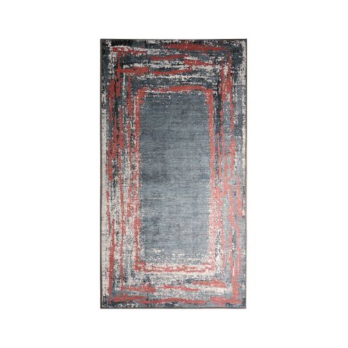 Tapis De Salon Ring Noir Rouge - 80x150cm