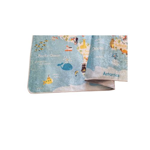 Tapis Enfant Monde Bleu - 80x150cm