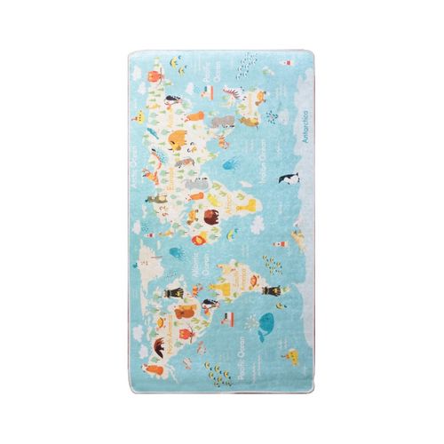 Tapis Enfant Monde Bleu - 80x150cm