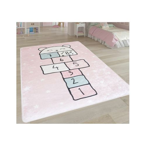 Tapis Enfant Marelle Etoile Rose - 80x150cm