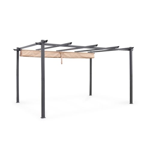 Pergola Aluminium - Isla 3x4m -  Toile Beige - Tonnelle Idéale Pour Votre Terrasse. Toit