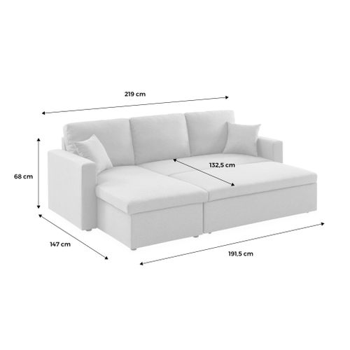 Canapé D'angle Convertible En Tissu Gris Chiné Foncé Ida - 3 Places - Fauteuil D'angle Réversible