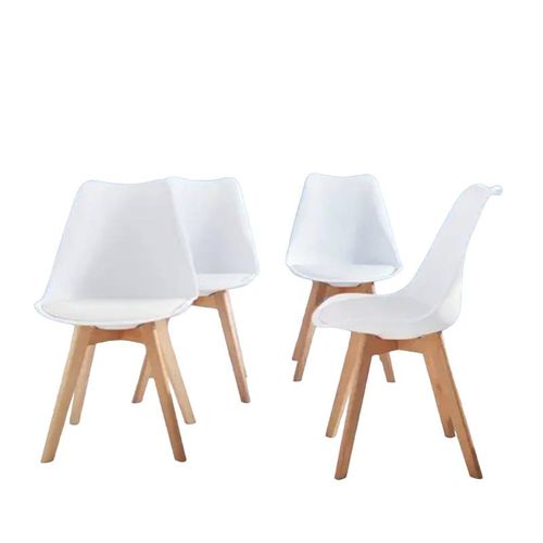 Lot 4 Chaises Scandinaves Pieds En Bois Design Moderne Chic Aslaug