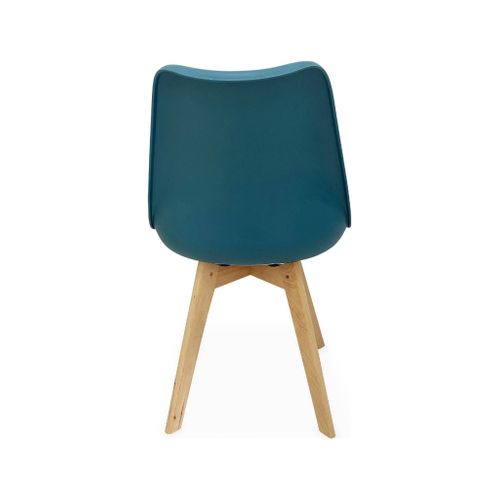 Lot De 4 Chaises Scandinaves. Pieds Bois De Hêtre. Chaises 1 Place. Bleu Canard