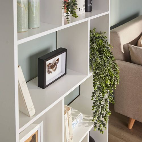 Bibliothèque Design Asymétrique – Pieter – 5 Étagères. 10 Compartiments De Rangement. 83x23x173cm