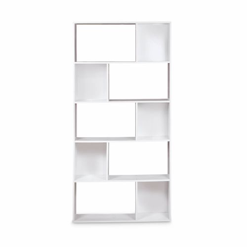 Bibliothèque Design Asymétrique – Pieter – 5 Étagères. 10 Compartiments De Rangement. 83x23x173cm