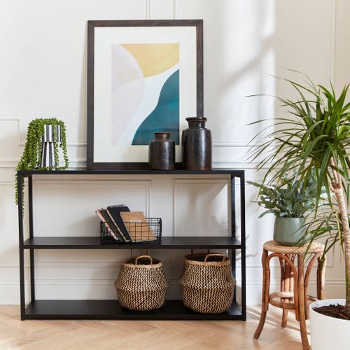 Etagère Basse 3 Niveaux En Métal Noir - Industrielle - 120x30x80cm