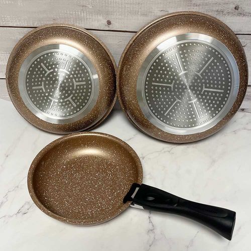 Set De 3 Poêles Arthur Martin En Aluminium Avec Poignée Amovible - 20, 24, 28 Cm - Tous Feux