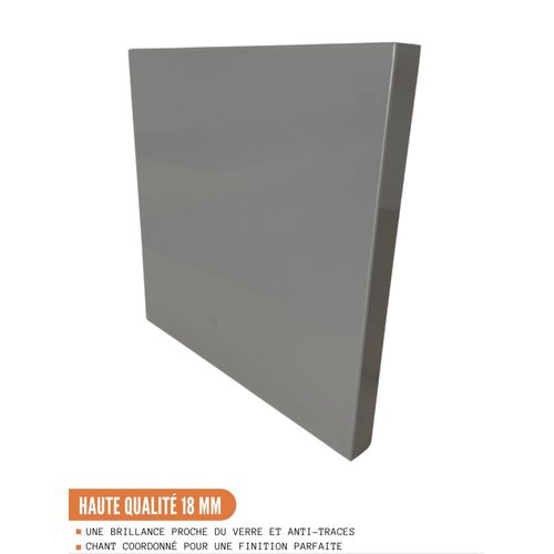 Meuble Haut De Cuisine Eco Gris Brillant 2 Portes L 60 Cm