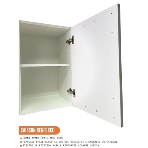 Meuble Haut De Cuisine Eco Gris Brillant 2 Portes L 60 Cm