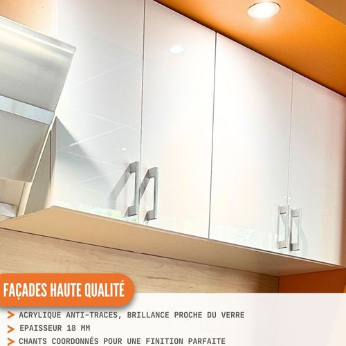 Meuble Haut De Cuisine Eco Blanc Brillant 2 Portes L 60 Cm