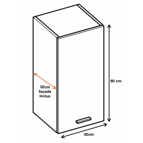 Meuble Haut De Cuisine Eco Blanc Brillant 1 Porte L 30 Cm