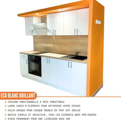 Meuble Haut De Cuisine Eco Blanc Brillant 1 Porte L 30 Cm