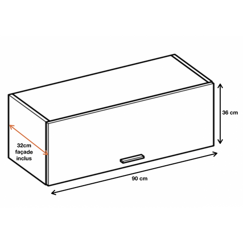 Meuble Haut Slim De Cuisine Bellissi Blanc Brillant 1 Porte Relevable L 90 Cm