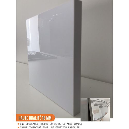 Meuble Haut Slim De Cuisine Bellissi Blanc Brillant 1 Porte Relevable L 90 Cm