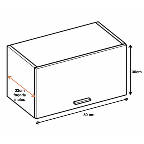Meuble Haut Slim De Cuisine Bellissi Blanc Brillant 1 Porte Relevable L 80 Cm