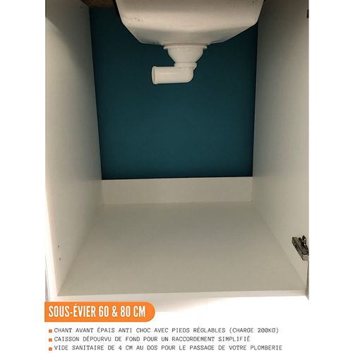 Meuble Sous-évier Bellissi Blanc Brillant 1 Porte L 60 Cm