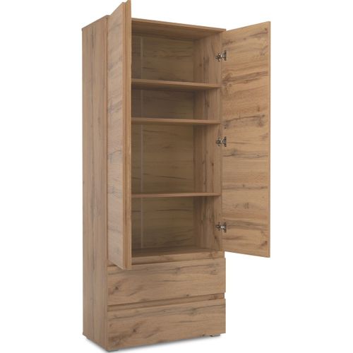 Vaisselier 2 Portes 2 Tiroirs Effet Chêne 80 Cm - Medea