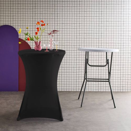 Lot De 2 Tables Hautes De Réception – Gala – Mange Debout. Pliables. Ø80 cm X 110 cm + 2 Housses