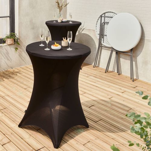 Lot De 2 Tables Hautes De Réception – Gala – Mange Debout. Pliables. Ø80 cm X 110 cm + 2 Housses