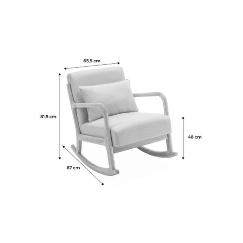 Fauteuil à Bascule Design En Bois Et Tissu. 1 Place. Rocking Chair Scandinave. Beige