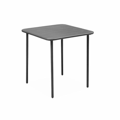 Table De Jardin Métal 2 Places. Anthracite. Amelia. 70x70cm. Traitement Antirouille. Lattes Et
