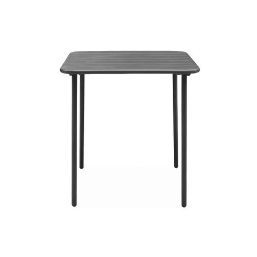 Table De Jardin Métal 2 Places. Anthracite. Amelia. 70x70cm. Traitement Antirouille. Lattes Et