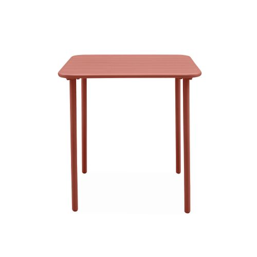 Table De Jardin Métal 2 Places. Terracotta. Amelia. 70x70cm. Traitement Antirouille. Lattes Et