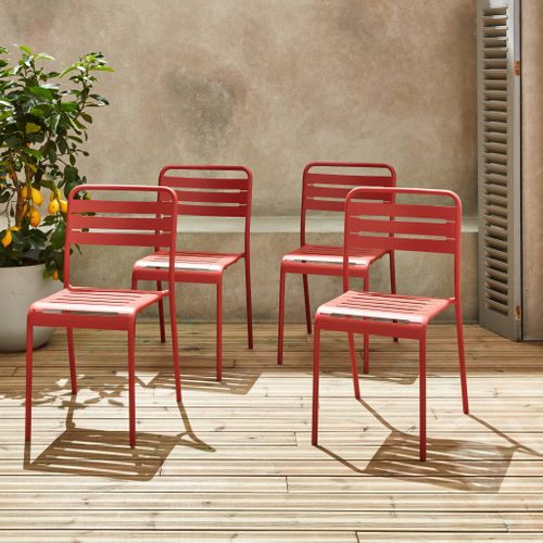 Lot De 4 Chaises Blanches Avec Accoudoirs - Motif Diamant Ajouré, Intérieur/extérieur, Pieds Fer, Assise PP