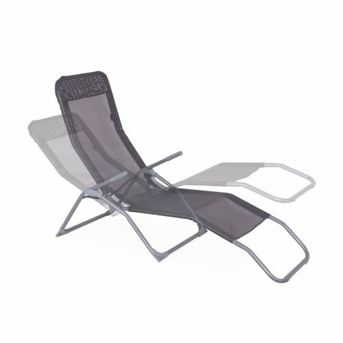 Lot De 4 Bains De Soleil Pliants - Levito Anthracite - Transats Textilène 2 Positions. Chaises