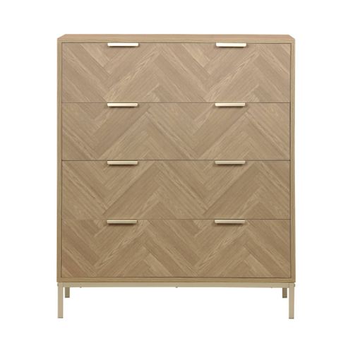 Commode Budapest. Quatre Tiroirs. Décor Chevrons L 80 X L 40 X H 95cm