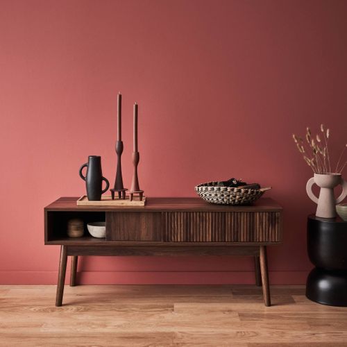 Meuble TV Décor Bois De Noyer. 2 Portes Coulissantes L 115 X L 40 X H 48cm - Linear