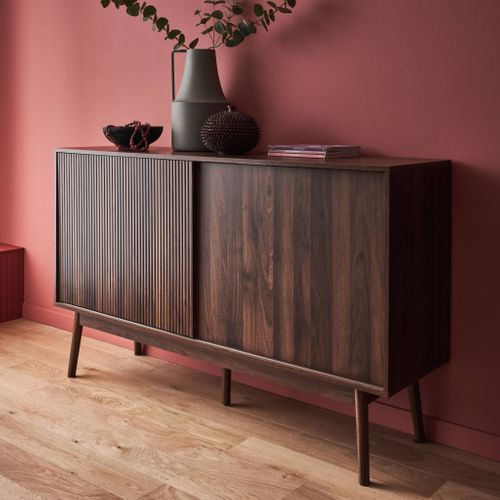 Buffet De Rangement Décor Bois Bois Foncé. Linear. Deux Portes L 150 X P 39.5 X H 90