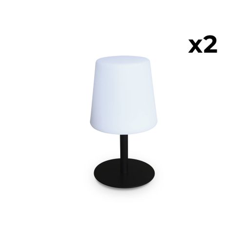 Lot De 2 Lampes LED à Poser De 28cm Noire - Lampes De Table Décorative Lumineuse. Ø 16cm