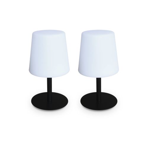 Lot De 2 Lampes LED à Poser De 28cm Noire - Lampes De Table Décorative Lumineuse. Ø 16cm