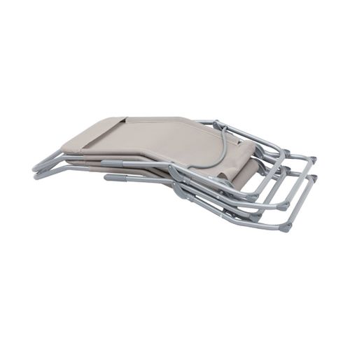 Lot De 2 Bains De Soleil Pliants - Levito Gris Taupe- Transats Textilène 2 Positions. Chaises