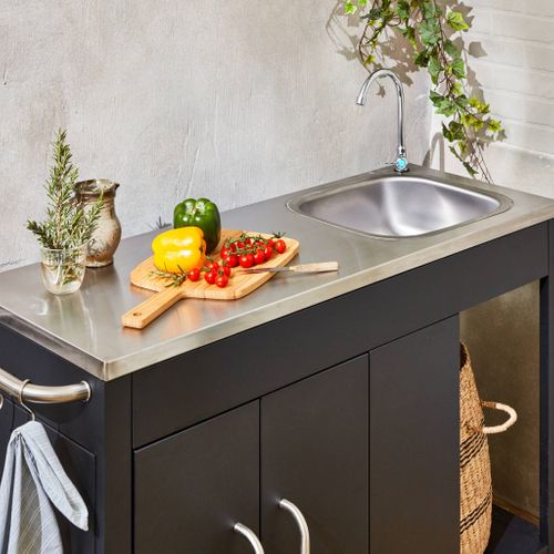 Cuisine Extérieure En Acier Noir L139xp70.6xh113 Cm