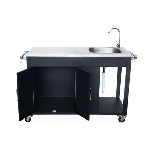 Cuisine Extérieure En Acier Noir L139xp70.6xh113 Cm