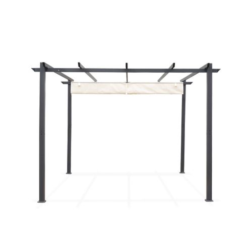 Pergola Aluminium - Isla 3x3m -  Toile Écru- Tonnelle Idéale Pour Votre Terrasse. Toit Rétractable