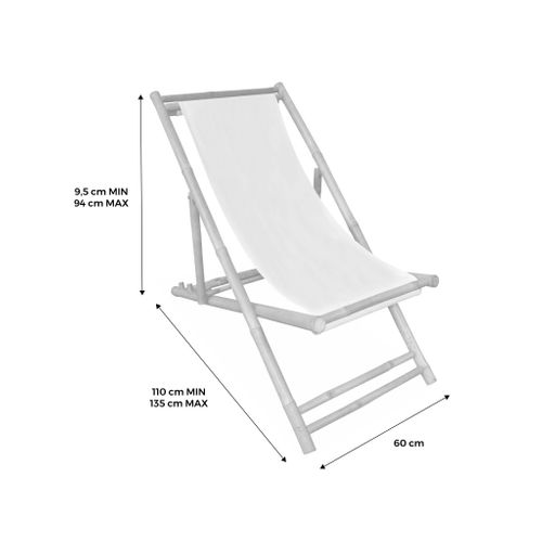 Lot De 2 Chiliennes En Bambou. Toile Naturelle Polyester Et Coton. Davao L110 X P60 X H94cm