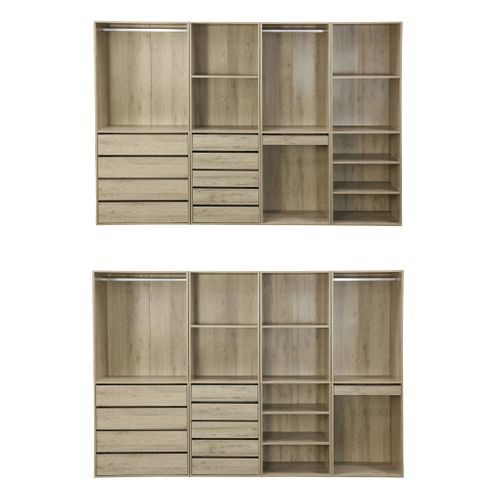 Kit Dressing Modulable Avec 4 Éléments. Naturel. Panneaux Stratifiés