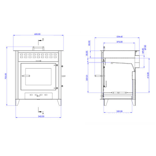 Poêle à Bois Hugo 9 - Bûches 50cm
