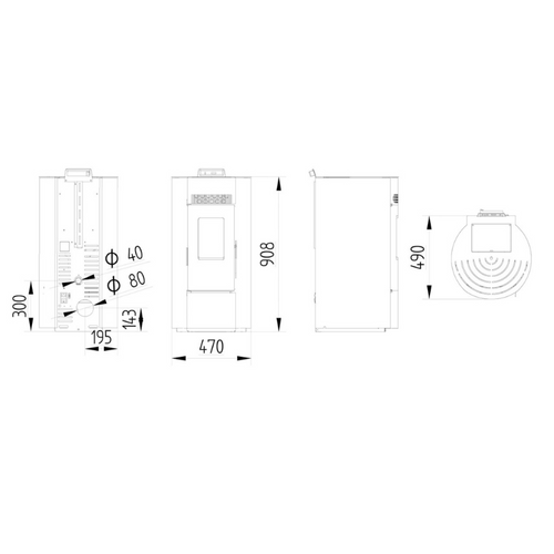 Pack Poêle à Granules Étanche Lvz Leandro 9 + Kit Conduit Sortie Ventouse
