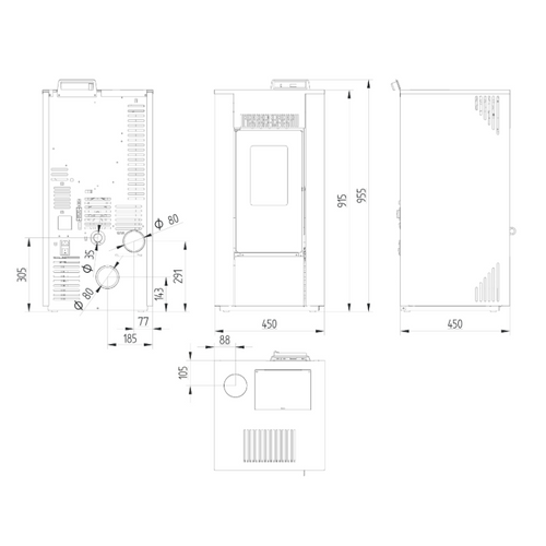 Pack Poêle à Granules Étanche Lvz Alexa 11 + Kit Conduit Sortie Ventouse