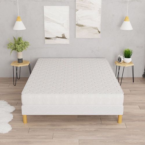 Ensemble Matelas Mousse CONFORT+ Et Sommier 140x190 cm Epaisseur 17 cm