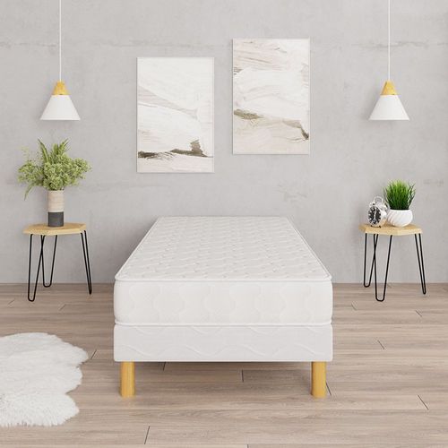 Ensemble Matelas Mousse Confort + Et Sommier 90x200 Hauteur 17cm