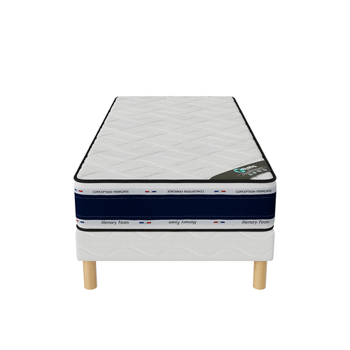 Ensemble Matelas Mousse Blue Memory + Sommier 90x200 Hauteur 22cm