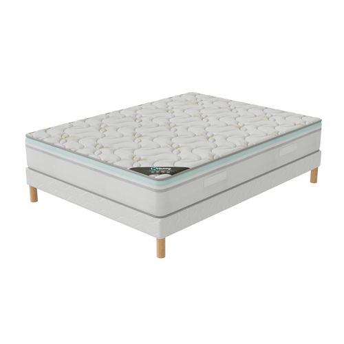 Ensemble Matelas Mousse Aloevera + Sommier 200x200 Hauteur 27cm