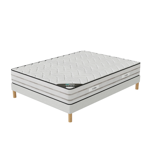 Ensemble Matelas Mousse Memoryfoam + Sommier 200x200 Hauteur 25cm