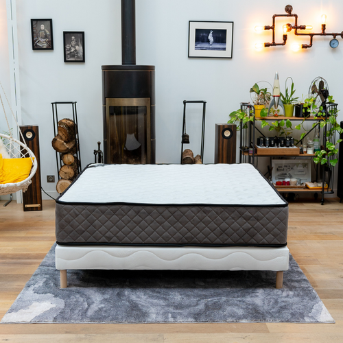 Ensemble Matelas Mousse Hôtel Confort + Sommier 90x200 Hauteur 30cm